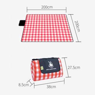 China One Side Brush+PEVA Waterproof Film Picnic Mat Lattice Camping Mat Hiking Outdoor Waterproof Folding Cover for sale