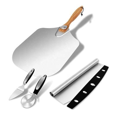 China YINHAO Viable Amazon 2022 Set Of 4 Kitchen Mezzaluna Cover Blade Pizza Cutter Peels Pizza Making Tool Kit for sale