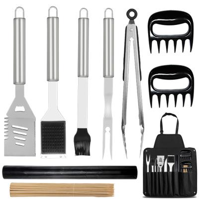 China New Product 10pcs Easily Cleaned Heavy Duty Grilling Accessories GRILL Tool Kit Stainless Steel BBQ Grill Kit with Storage Bag for Camping for sale