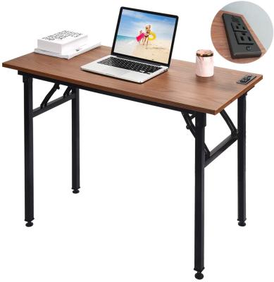 China Foldable Small Computer Desk Folding with 2 Power Outlets and 2.1A USB Charging Ports for sale