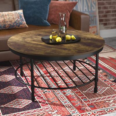 China (Other) 2-Tier Adjustable Coffee Table, Industrial Coffee Table for Living Room, Rustic Wood Accent Table Steel Table with Storage for sale