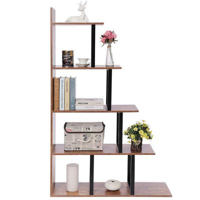 China KD structure 5 tier wooden shelf corner display stands for living room for sale