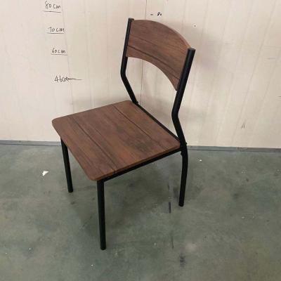 China Stackable Furniture Industrial Dining Chair (Other) Adjustable With Steel Frame And Rustic Gunmetal Wood Seat for sale