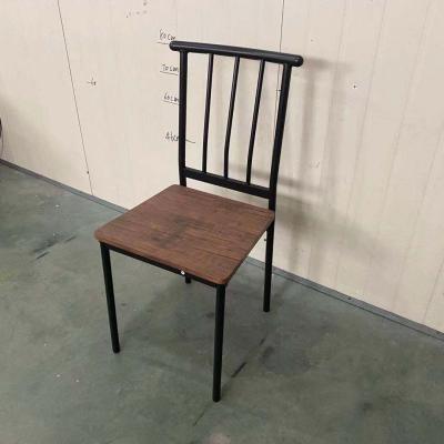 China Stackable Furniture Industrial Dining Chair (Other) Adjustable With Steel Frame And Rustic Gunmetal Wood Seat for sale