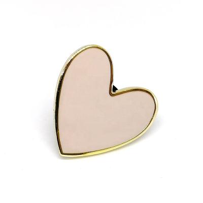 China Global Imitation Hard Enamel Pink Heart Metal Collar Lapel Pin Badges Custom for sale