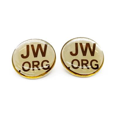 China Global Round JW.ORG Christian Lapel Pins Printing Gold Factory Price for sale