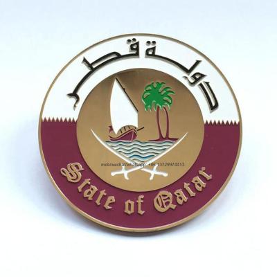 China High Quality Global Hot Current Metal Enamel Qatar State Car Emblem With Screws for sale