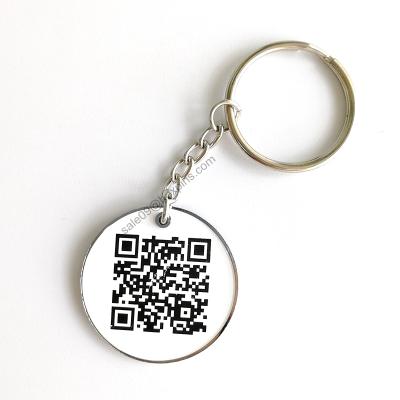 China Promotion Gift Personalized Printing QR Code Metal Keychains For Business Advertising for sale