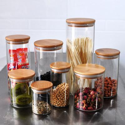 China Hot Selling Stocked Jar Food Glass Storage Containers With Safe 6oz Bamboo Spice Preservation Lids Glass Jar for sale