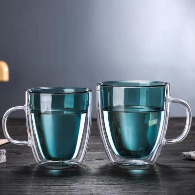 China Double Wall Glass Cappuccino Glass Cup 200ML 350ML 400ML 500ML Sustainable Glass Cup Double-Layer for sale