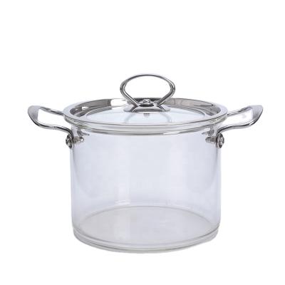 China JH High Viable Heat Resistant Thickening Borosilicate Glass Glass Cooking Pot For Kitchen for sale