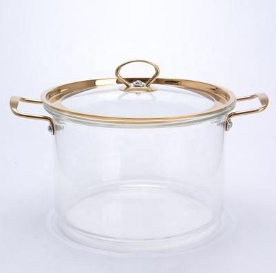 China Factory direct transparent clear pyrex glass cooking pot workable for kitchen glass cooking pot with cover for sale