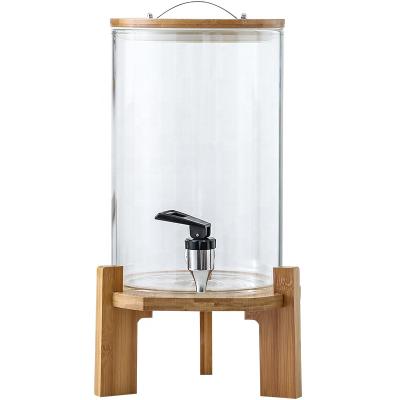 China Wholesale Freshness Preservation JH Wine Barrel Large 5L 7.5L 10L Glass Water Beverage Dispenser With Faucet for sale