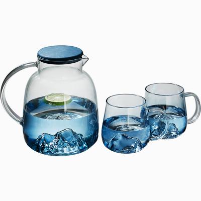 China JH Sustainable Manufacturer Large Cool High Borosilicate Glass Eco-Friendly Cold Water Heat Resistant Kettle for sale