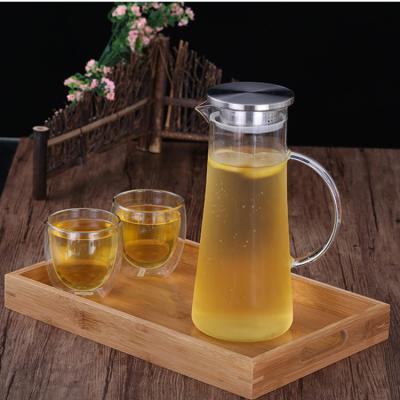 China Large Viable Cold Pitcher Water Kettle Glass Jug with Lid and Spout for Cold Water Hot Tea Juice Coffee Lemonade for sale