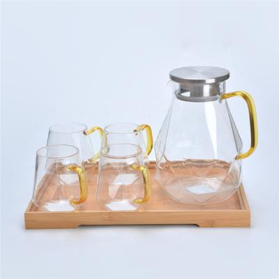 China Wholesaletor Bling Viable Online Luxury Borosilicate Water Heat Resistant Glass Pitcher for sale