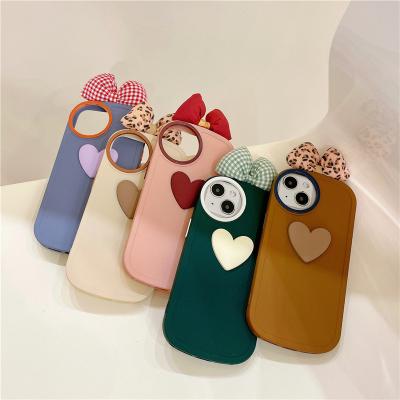 China Shockproof Solid Color Love Phone Case For iPhone13/12pro Bow Knot Phone Case For Iphone 11Pro XR Max Cute Girl Phone Case for sale