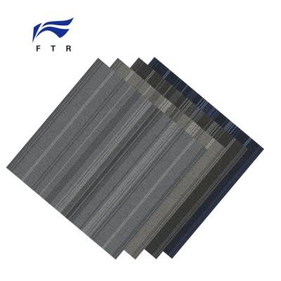 China slip-proof affordable square shaped residential and commercial carpet tile striped dark blue for sale