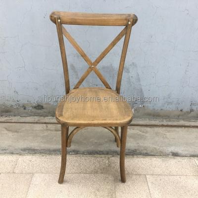 China Wholesale Stackable Vineyard Wooden Cross Back Chairs Outdoor Farmhouse Vintage Events Chair Silla for sale