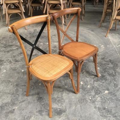 China Stackable Wooden Cross Back Chairs In Brown Color For Sale Stackable for sale