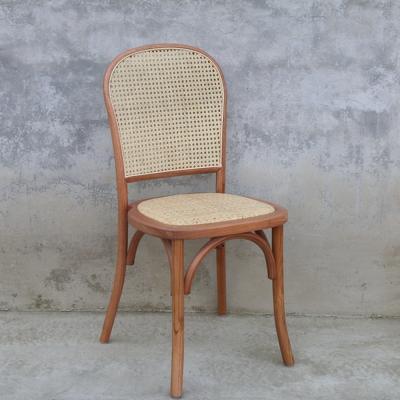 China Hot Sale Stackable Cane Back Dining Chair Vintage Event Chair Rattan Seat Hotel Furniture Stackable for sale