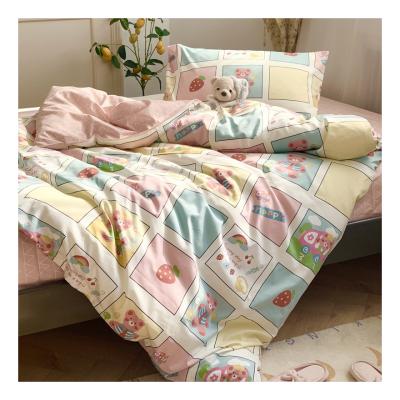 China 100% Nondisposable Manufacturer 3Pcs Winter Cotton Baby Crib Sheets Crib Set Small Size Cartoon Toddler Fluffy Quilt Cover Bedding for sale