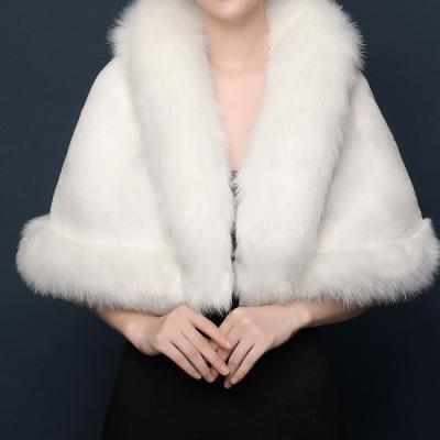 China Wedding Cotton Wrap Stole Cape Shawl Cotton Jtfur Coat Bridal Warm Fur Hairy Fur Shawl for sale