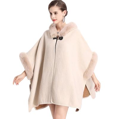 China 2020 Winter Faux Rex Rabbit Fur Collar Coat Women's Double Sided Jtfur Double Sided Cardigan Shawl Coat With Hood for sale