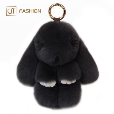 China Key Chain Key Figures Pom Pom Fur Bunny Keychain Women Furry Cute Doll Fluffy Key Chain Figures Jtfur for sale