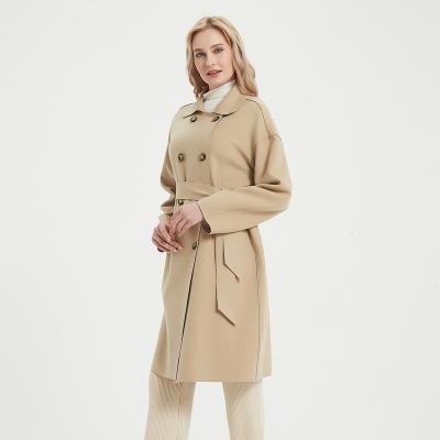 China Fashion Pea Coat Ladies Long Jtfur High Quality Casual Double Breasted Wool Coat Breathable For Women for sale