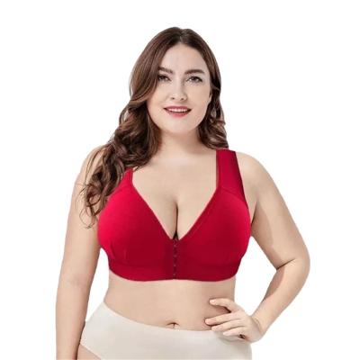 China Plus Size Full Cup Button Gathering Underwire Comfortable Breathable Slim Bra Front Closure for sale