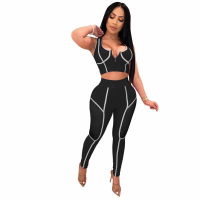 China Viable Sets For Women Two Pieces 2021 Hot Selling Mesh Two Piece Set Tight Suit Mesh Mosaic Yoga Sports Pants for sale