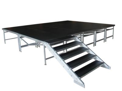 China Schwarze Aluminiumstadiums-Plattform-Innenkonzert bauen Stall 800mm - 1200mm auseinander zu verkaufen