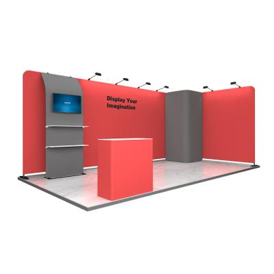 China Portable Modular Exhibition Booth Custom 10x20ft Trade Show Display Booth Dtand With High Resolution Graphics And Spot Light for sale