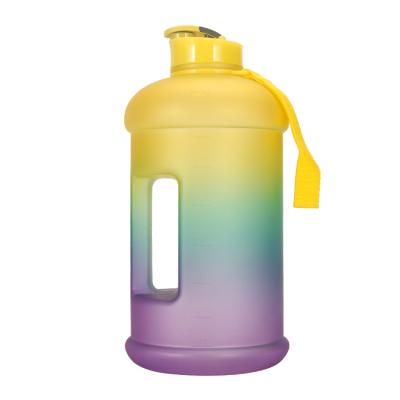 China Durable PETG Matte Color Changing Half Gallon 2.2L 2200ml 74oz Sports Water Jug With Motivational Customized Logo for sale