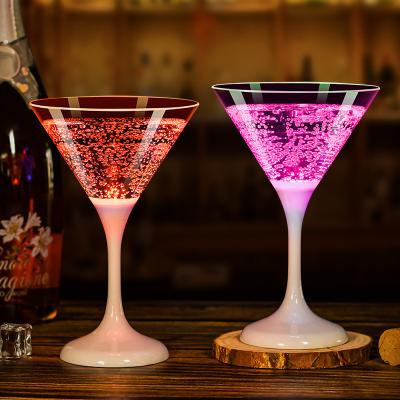 China Food grade safe creative unique led light up party supplies reusable ware cups plastic martini cocktail glass champagne gl for sale