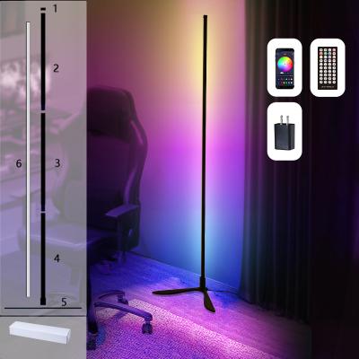 China Tuya APP Blue Tooth Color LED Corner Minimalist Dreamy Floor Lamp and Remote Control Sync RGB Color Music Smart Home Changing Lights for sale