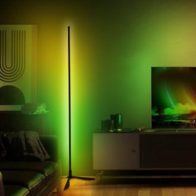 China Simple Minimalist Design Space Saving Aluminum RGB Adjustable Vertical Led Corner Standing Light RGB Floor Lamp for sale