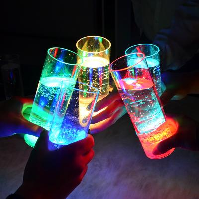 China With Multipurpose Inductive Led Flashing Plastic Drinking Glasses Juice Wine Water Light Up Beverage Water Cups On/Off Switch Party Supplies Long for sale