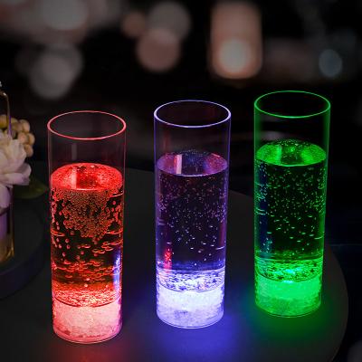 China LED Light Up Custom Printed Logo Bar Club Drinkware Highball Light Up Drinking Glasses Stemless Plastic Tall Cups LED Cups Wine Tumblers Flashing Glasses for sale