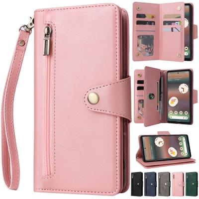 China With Luxury Magnetic Pixel 7a 7 pro 6a 6 pro 5a 5 XL 4a 4 XL 3a XL Flip Leather Case For Google Cover Wallet Rivet Buckle Multi-card for sale