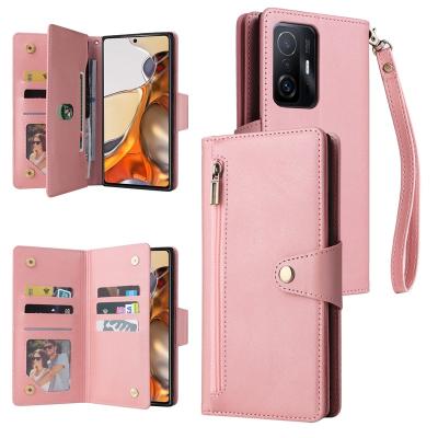 China With Luxury Stand Wallet Rivet Buckle Multi-card Zipper Flip Leather Case For Xiaomi Redmi Note 12 Plus Pro Poco X5 Xiaomi 11T Cover for sale