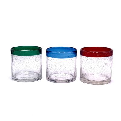 China COLORFUL BR Glass BUBBLE Drops Shaped Irregular Trunk Black Amber Candle Making Crystal Glass Candy Jar With Lid Wax Container BR for sale