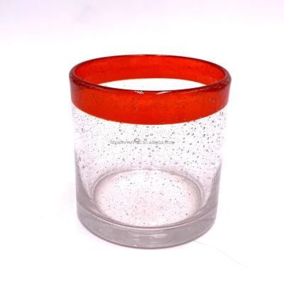 China BR Glass BUBBLE RACIAL SPRING TRUNK Orange Black Candle Making Crystal Glass Candy Jar With Lid Wax Container BR for sale