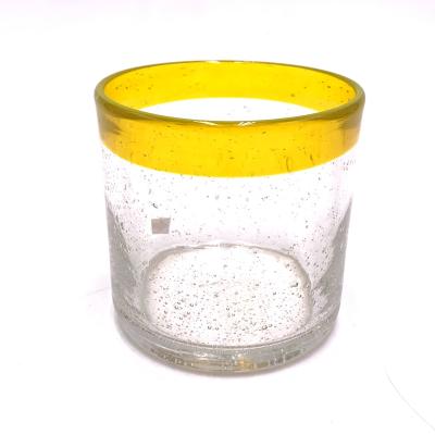 China BR Glass BUBBLE RACIAL Yellow Trunk Black Candle Making Crystal Glass Candy Jar With Lid Wax Container BR for sale