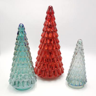 China Mercury-Glass Decorative Red Caboche Tabletop Christmas Tree for sale