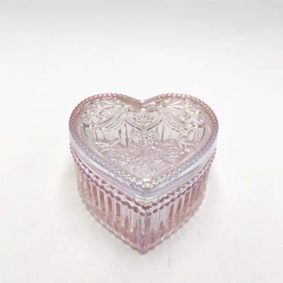 China Heart shaped glass jar of viable iridescent rose for valentine for sale