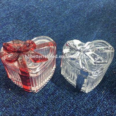 China Unique Art Heart Shaped Modern Handcrafted Colorful Glass Trinket Box for sale