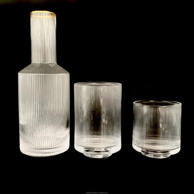 China Wholesale clear BR ribbed blown glass with low glasswares series cup champagne tumbler water vertical stripes for sale