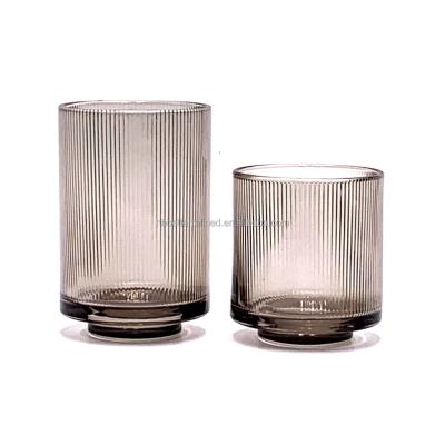 China Wholesale gray ribbed blown BR glass with low glasswares series cup champagne goblet water vertical stripes for sale